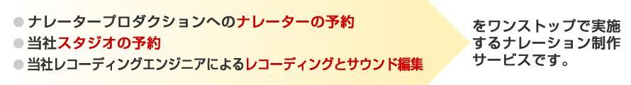 ナレーターの予約、スタジオの予約、レコーディングとサウンド編集